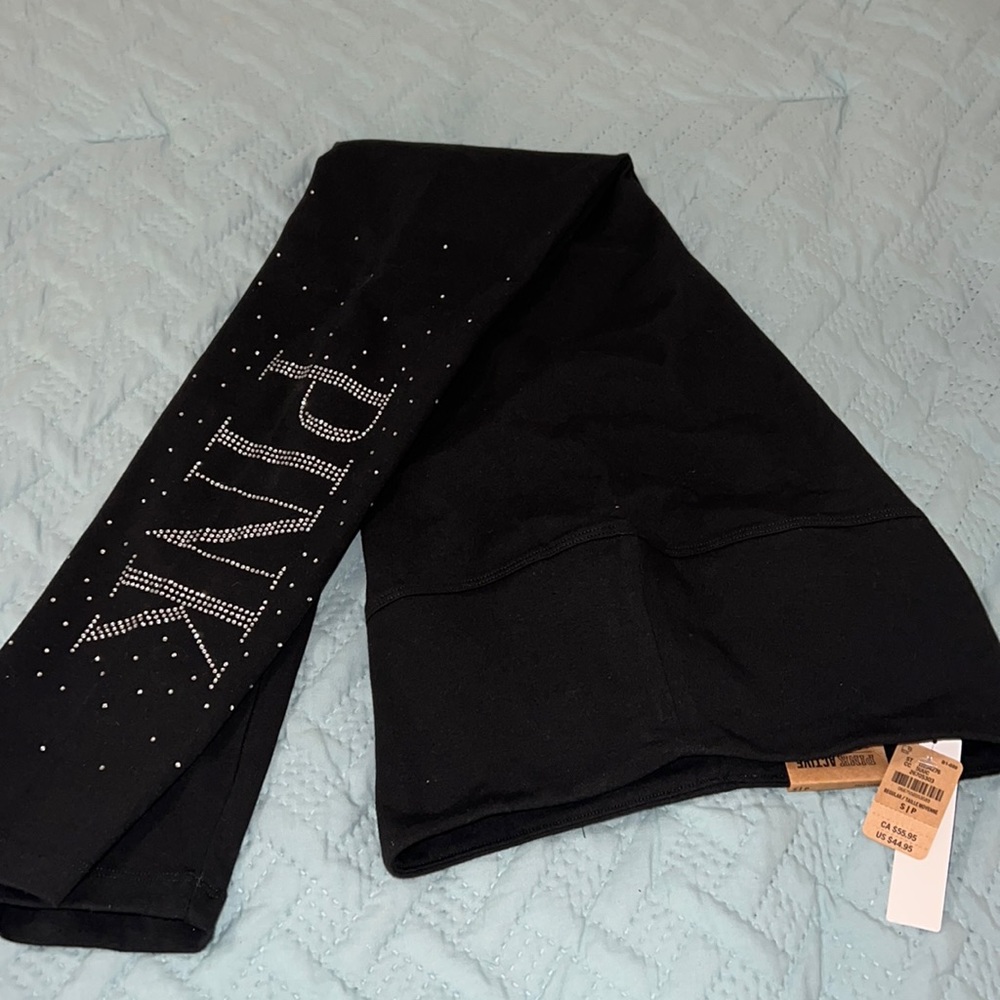 Pink VS | black rhinestone leggings